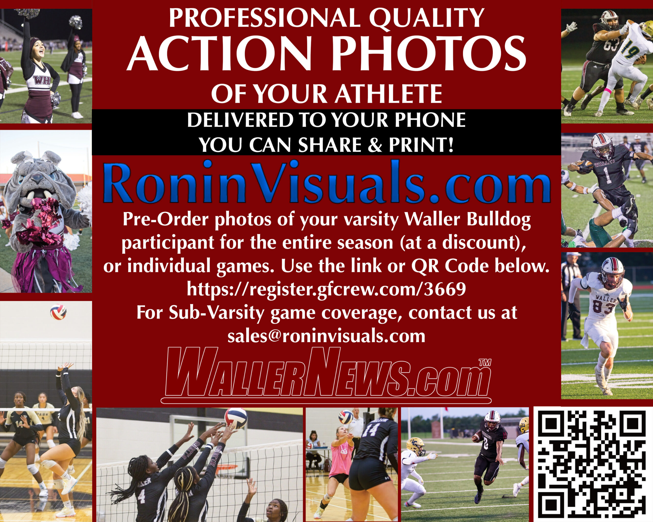 Pre-order sports action photos of your Bulldog or Lady Bulldog by clicking this link. Don't see an upcoming game? Email us at sports@roninvisuals.com